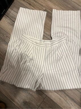 White Pinstripe Wide Leg Pants